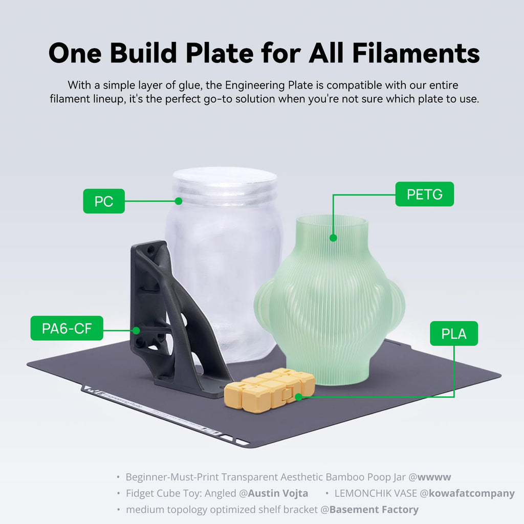Bamboo Original Engineering Plate 257x257mm Double Sided Smooth PEI Build Plate for Bambu Lab P1S/P1P/P2S/X1C/X1E/A1 3D Printer,Upgrade PEI Build Plate Removal Spring Steel Sheet
