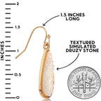 Faux Opal Druzy Drop Dangles, Gold Tone Sparkly Teardrop Earrings for Women