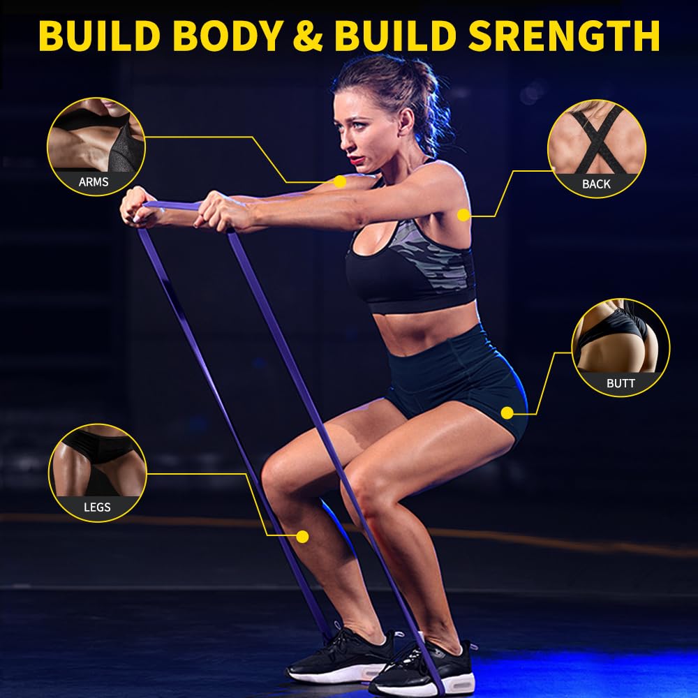 ROSAPOAR Resistance Band Pull up Band Fitness Exercise Bands Natural Latex for Workout Body Stretch Powerlifting Band Fitness Sport Training at Home/The Gym - Purple