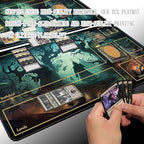 MTG Playmat Size 24x14in Free Storage Bags Non-Slip Backing Printing, Ideal for Card Game Enthusiasts TCG Playmat (with Zone,High-Tech)