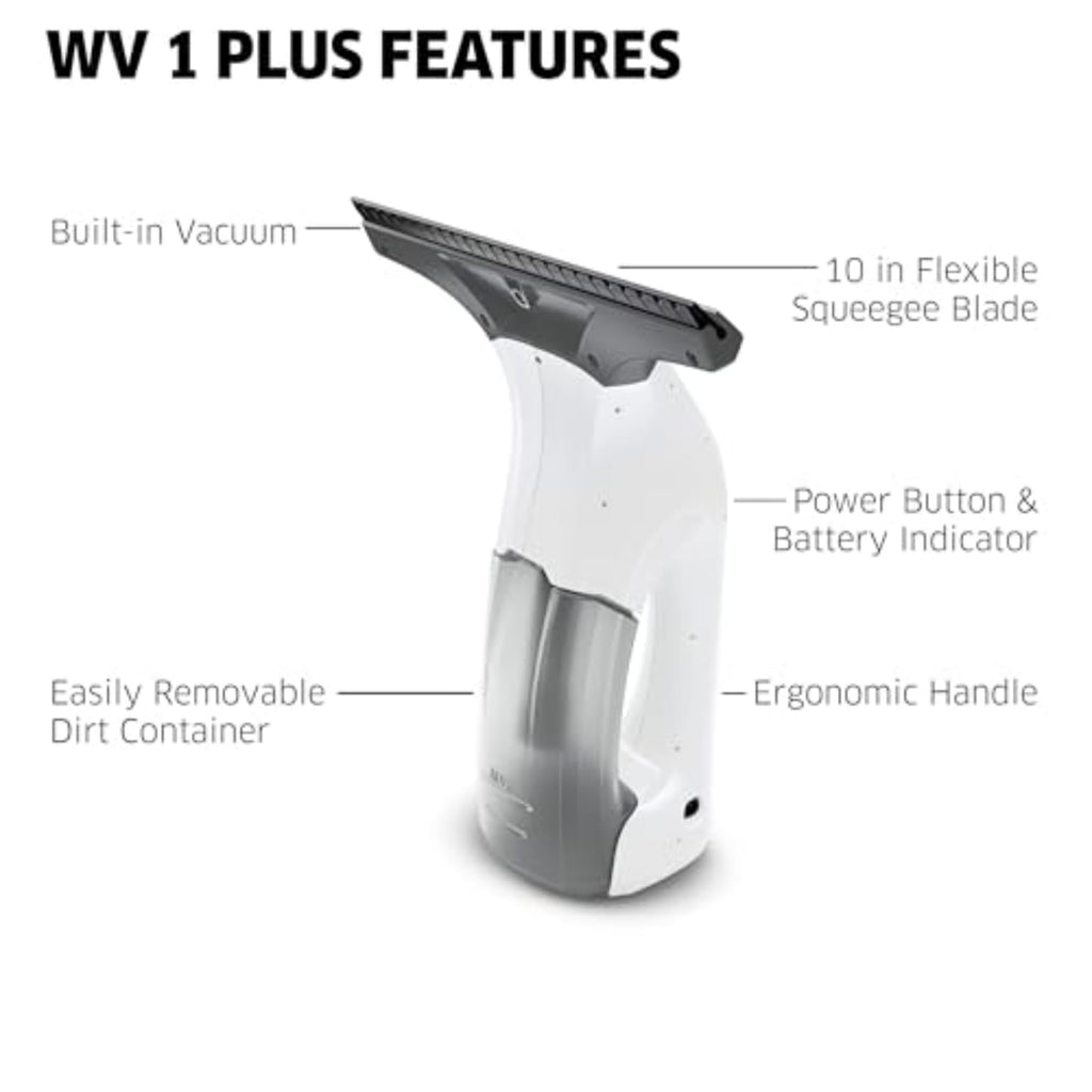 Kärcher WV 1 Electric Window Vacuum Squeegee 10" - Perfect for Showers, Mirrors, Glass, and Countertops - Electric Squeegee