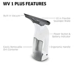 Kärcher WV 1 Electric Window Vacuum Squeegee 10" - Perfect for Showers, Mirrors, Glass, and Countertops - Electric Squeegee
