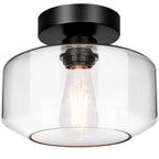 Lynnoland Industrial Semi Flush Mount Ceiling Light Black, Clear Glass Shade Ceiling Light Fixture, Farmhouse Light Fixtures for Hallway Corridor Kitchen Bathroom Bedroom Passway Foyer