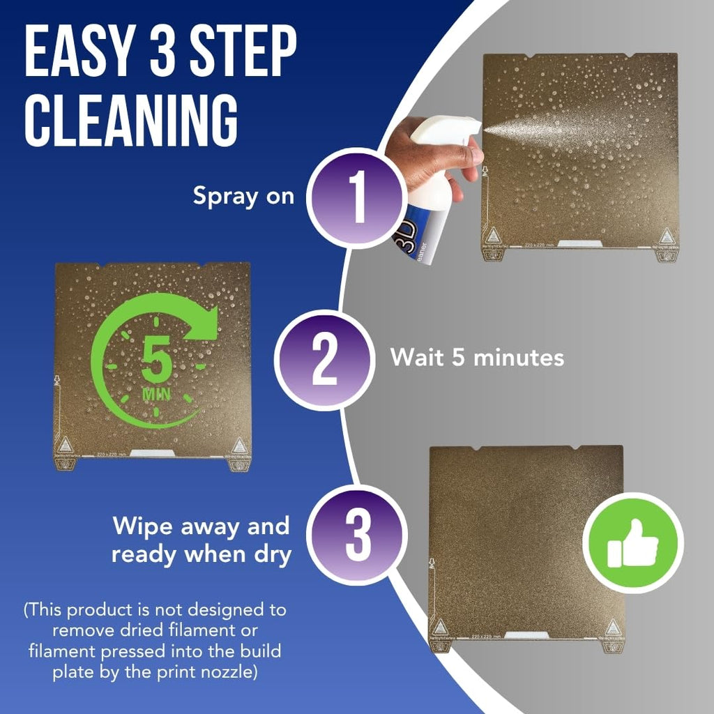 READY 3D Printer High Quality Build Plate Cleaner, Non-Toxic, No Odor, Easy Clean, Rinse-Free Formula, Includes 12"x12" Microfiber Cleaning Towel (Build Plate Cleaner and PTFE 3D Printer Lubricant)