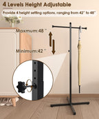 Ansionsol 42-48 Inch Adjustable Height Shopping Bag Rack, Heavy Duty Metal T-shaped Grocery Bag Holder for Retail Stores, Large Bag Display Stand for Malls,Vendor,Boutique,Trade Show, 2 Arms,Black