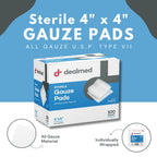 Dealmed 4x4 Sterile Gauze Pads - Disposable - 100 Count Case of 12