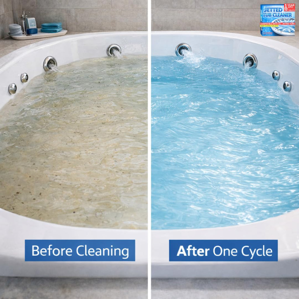 GRIME LABS Jetted Tub Cleaner Tablets – Bathtub Jet & Pipe Cleaner for Whirlpool Baths, Spas & Hot Tubs, Deep Cleans Tub Jets, Septic Safe, 12 Tablets