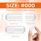 Angtai JN Empty Gelatin Capsules Size 000 Pill Gel Caps Pure Bovine Clear (500 Count) Gluten Free, Non-GMO, Halal Certified Filling Kit with 2 Spoons for DIY Your Own Supplements