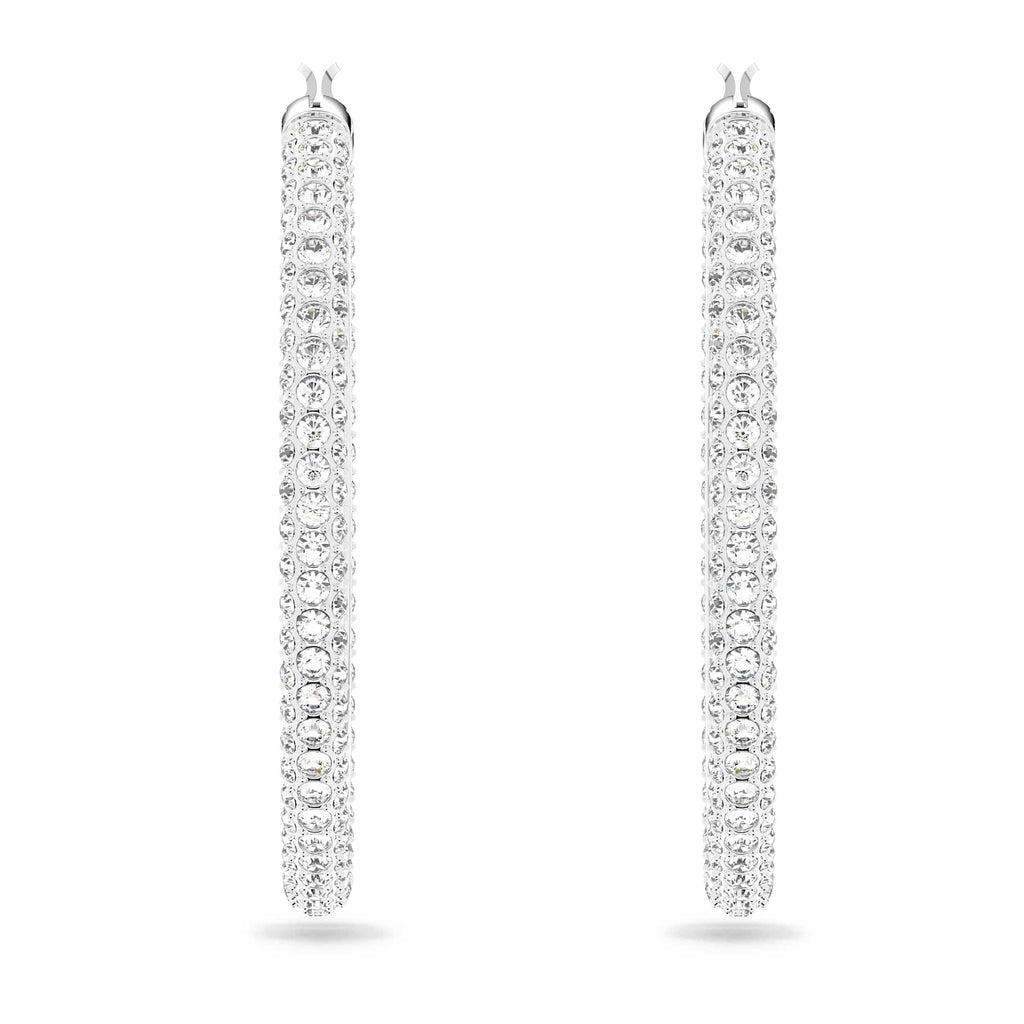 Swarovski Dextera Women's Hoop Pierced Earrings with White Crystals in a Rhodium Plated Setting
