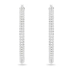 Swarovski Dextera Women's Hoop Pierced Earrings with White Crystals in a Rhodium Plated Setting