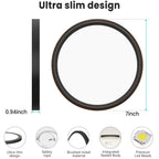 libtit 7 Inch Oil Rubbed Bronze Flush Mount Ceiling Light, 15W Ceiling Light Fixture,3000K/4000K/6500K Color Selectable,Ultra-Thin Round Ceiling Lighting Fixture for Bedroom Kitchen Pantry Basement