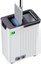 ADICOM Mop and Bucket Set | Auto-Spray Cleaning | Dirty Water Separation Keep Water Fresh | Flat Mop & Bucket with Scraper | 3X Washable Pads | Mops for Floor Cleaning All Floors Tile Wall Window