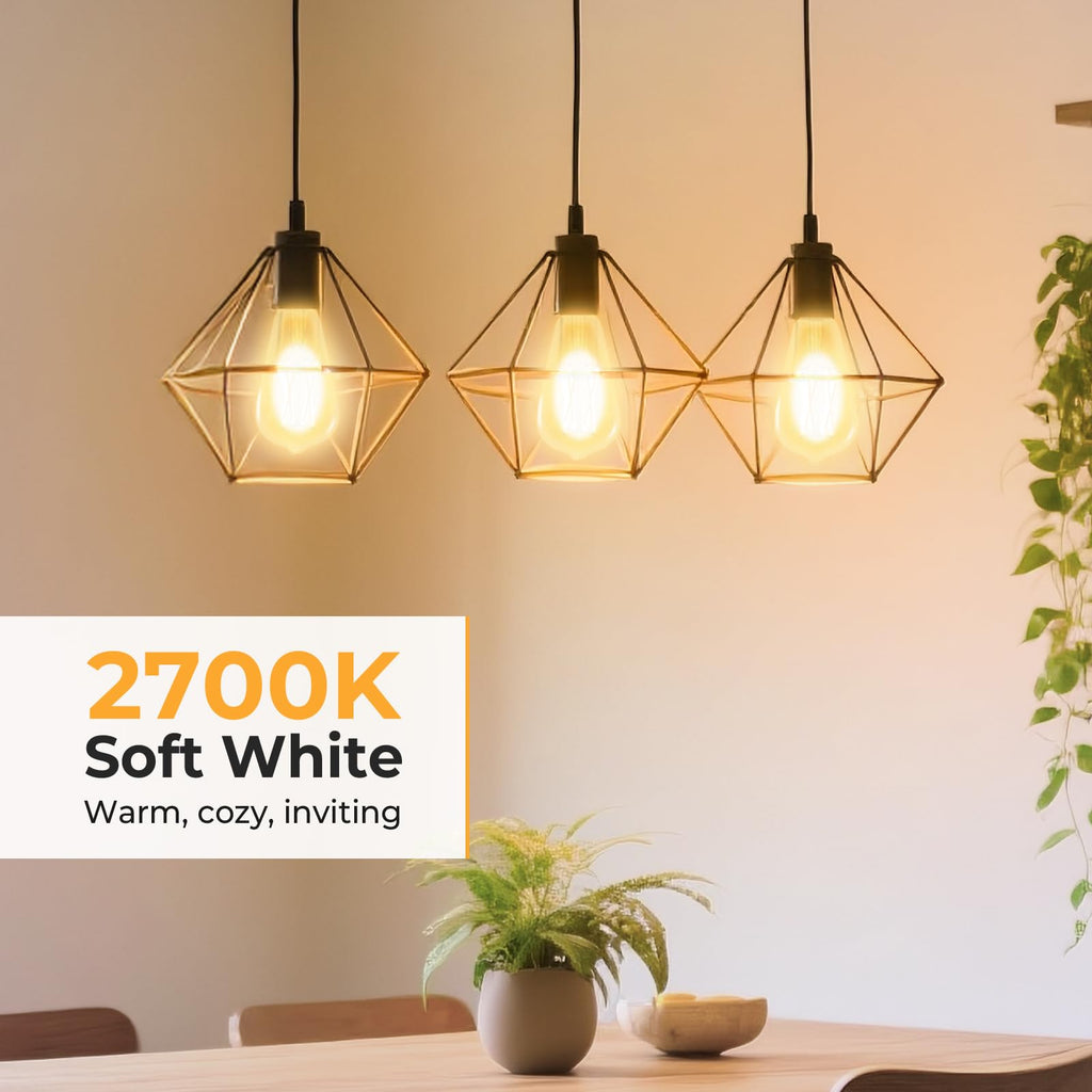 GvvooHome Dimmable Edison Bulbs, 2700K Warm White, 6W Equivalent to 60 watt E26 LED Bulb, ST58 Vintage Light Bulbs, 600LM, 90+ CRI, E26 Base, Clear Glass, 6 Pack