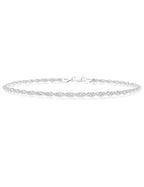 925 Sterling Silver Rope Chain Bracelet 2mm Silver Bracelet for Men Women