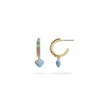 COACH Pave Enamel Heart Huggie Earrings Multi One Size