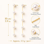 Freshwater Genuine Baroque White Pearl Dangle Earrings for Women