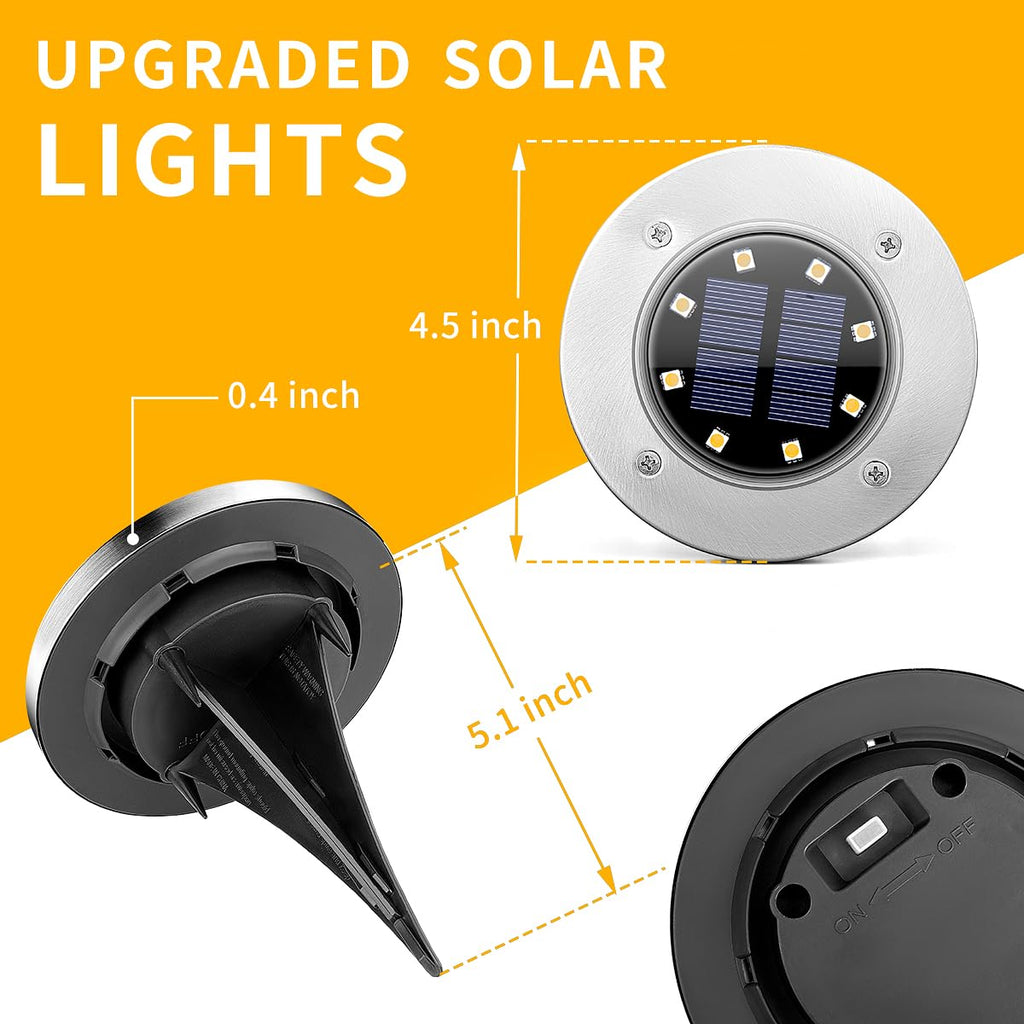 SOLPEX Solar Lights Outdoor Waterproof, 12 Pack Solar Ground Lights, Solar Garden Lights Landscape Lighting for Pathway Driveway Patio Backyard Walkway (Warm White)