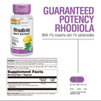 SOLARAY Rhodiola Root Extract 100mg - Rhodiola Rosea Supplement - Powerful Herbal Support for Women and Men with 1% Rosavins, 1% Salidrosides - Non GMO, Vegan, Lab Verified - 30 Servings, 30 VegCaps