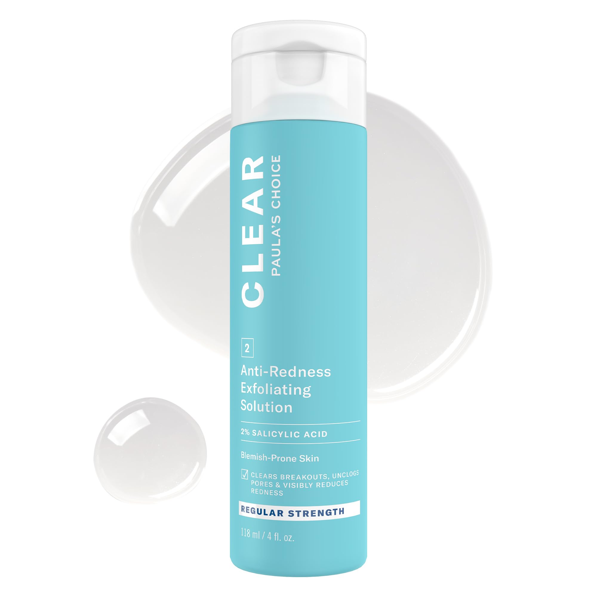 Paula's Choice CLEAR Anti-Redness Exfoliating Solution, 2% Salicylic Acid Liquid Exfoliant for Face, Face Exfoliant for Mild to Severe Acne & Breakouts, Blackhead-Prone Skin, Fragrance-Free