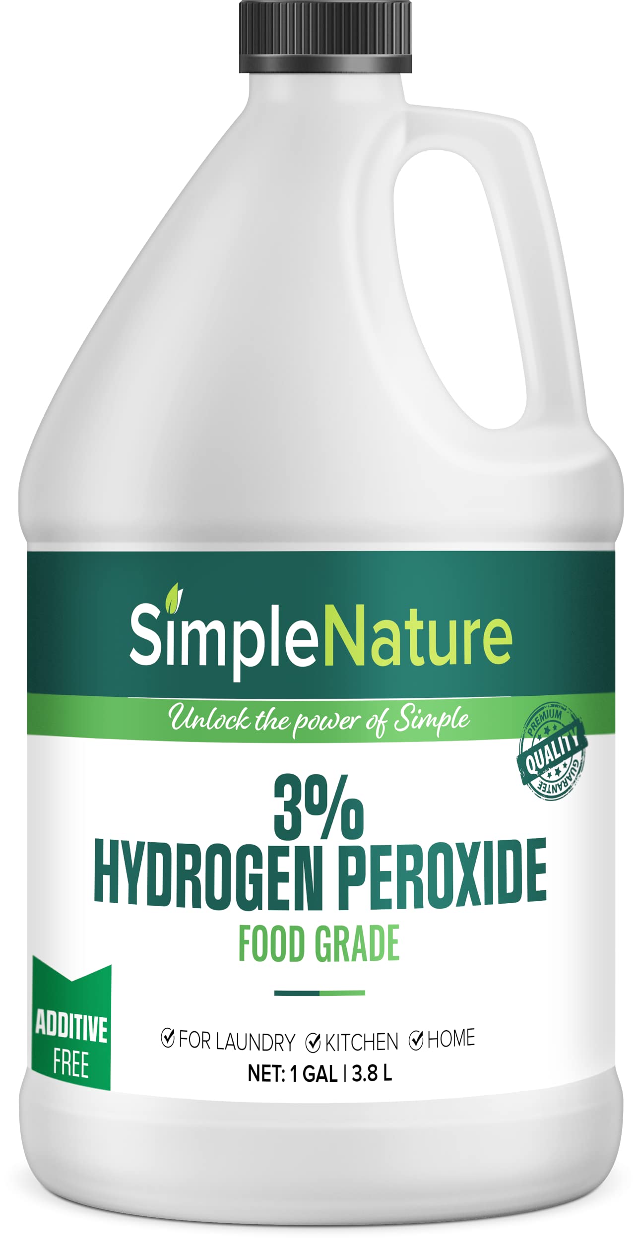 3% Food Grade Hydrogen Peroxide Solution - 1 Gallon - Natural Multipurpose Cleaner - Made in USA - Ideal for Commercial, Residential, Kitchen, Bath, Laundry, and More - Ecofriendly