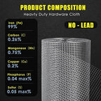 GoldPeak Galvanized Hardware Cloth 1/2 inch 36 x 100 ft 19 Gauge, Hot-dip Galvanized After Welding, Chicken Wire Fencing Wire Mesh Roll Welded Wire Fence Gopher Wire Cloth Rodent Wire
