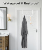 Optish Door Hooks for Hanging, Over The Door Towel Racks for Bathroom, Coat Rack Door Towel Hanger Towel Hooks (2Pack, White, Fit 1-3/4" Doors)