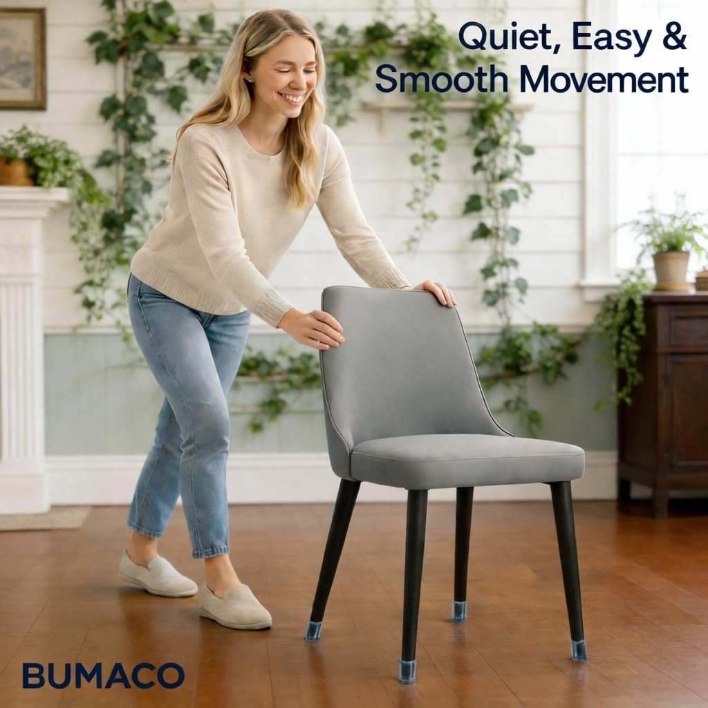 BUMACO 40Pcs Chair Leg Floor Protectors Chair Leg Protectors for Hardwood Floors Silicone Pads Covers to Protect Floors Clear Universal S (15/16" to 1-5/16")