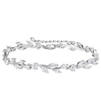 SWEETV Cubic Zirconia Wedding Bridal Bracelet for Brides,Bridesmaids, Silver Crystal Elegant Tennis Bracelet for Women Prom Jewelry Gifts (Style6-Silver)