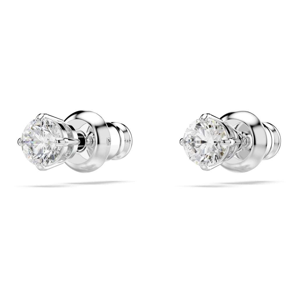 SWAROVSKI Attract Pierced Stud Earrings, Round-Cut Clear Crystals on Rhodium Finish Setting, Part of the Swarovski Attract Collection