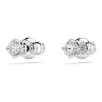 SWAROVSKI Attract Pierced Stud Earrings, Round-Cut Clear Crystals on Rhodium Finish Setting, Part of the Swarovski Attract Collection