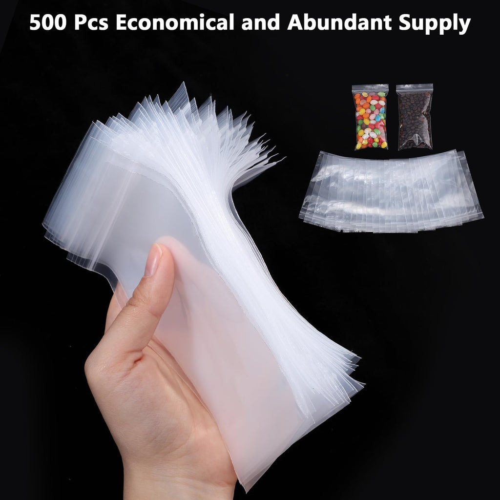 500 Count 3 x 5 Inch Clear Resealable Plastic Bags, 2 Mil