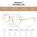 RB.Pilot Small Metal Round Reading Glasses for Women Men Classic Vintage Retro Shades Blue Light Blocking Computer Readers