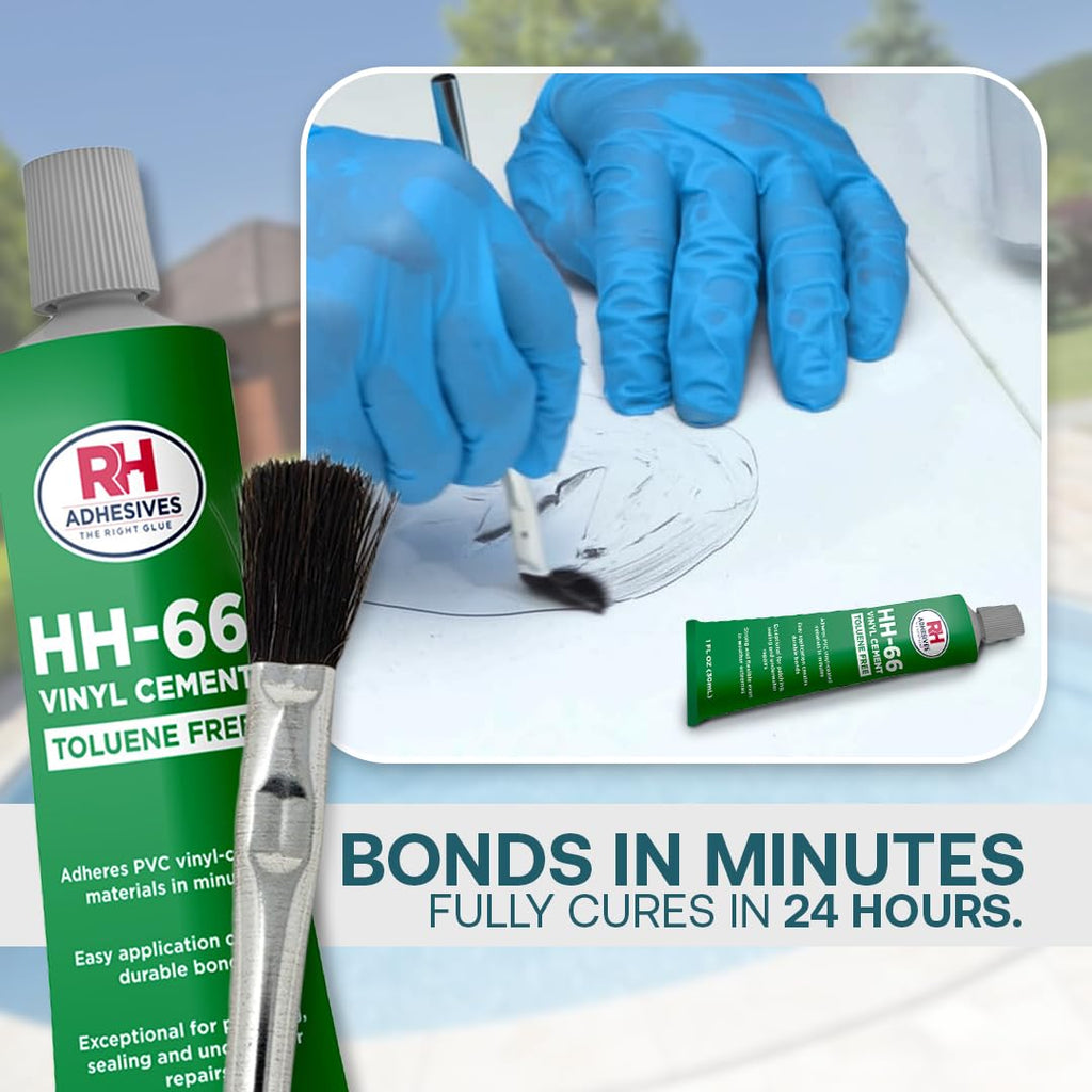 Vinyl Pool Liner Repair Kit – Pool Patch Repair Kit with HH-66 TF Vinyl Cement – Inflatable Patch Repair Kit for Pool Liners & PVC – RH Adhesives (Clear, 20 Gauge Vinyl)