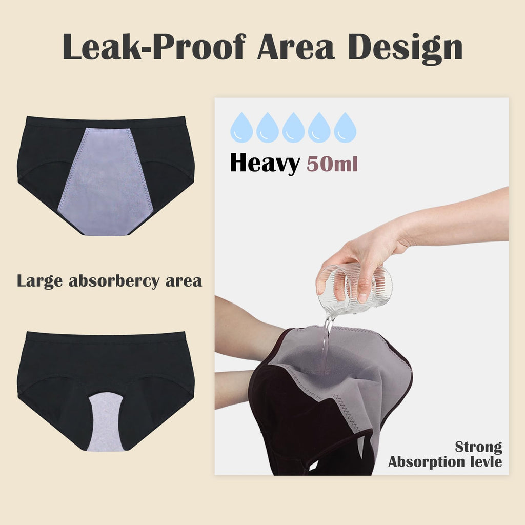 Incontinence Underwear for Women Washable Incontinence Underwear Absorbent Cotton Panties Bladder Leak Underwear for Women Teens