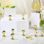 Kathfly 24 Pcs Wedding Table Number Holders 1.7 Inch Gold Mini Metal Place Card Holders Bulk Harp-clip Table Sign Stands Card Holder Display Picture Memo Notes Menu for Restaurants Birthday Decor