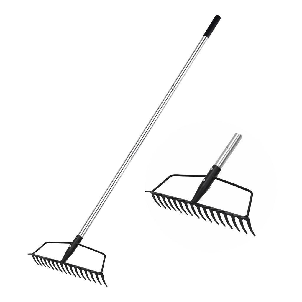 YEELOR Garden Rake, Heavy Duty 16-Tine Bow Rake, Metal