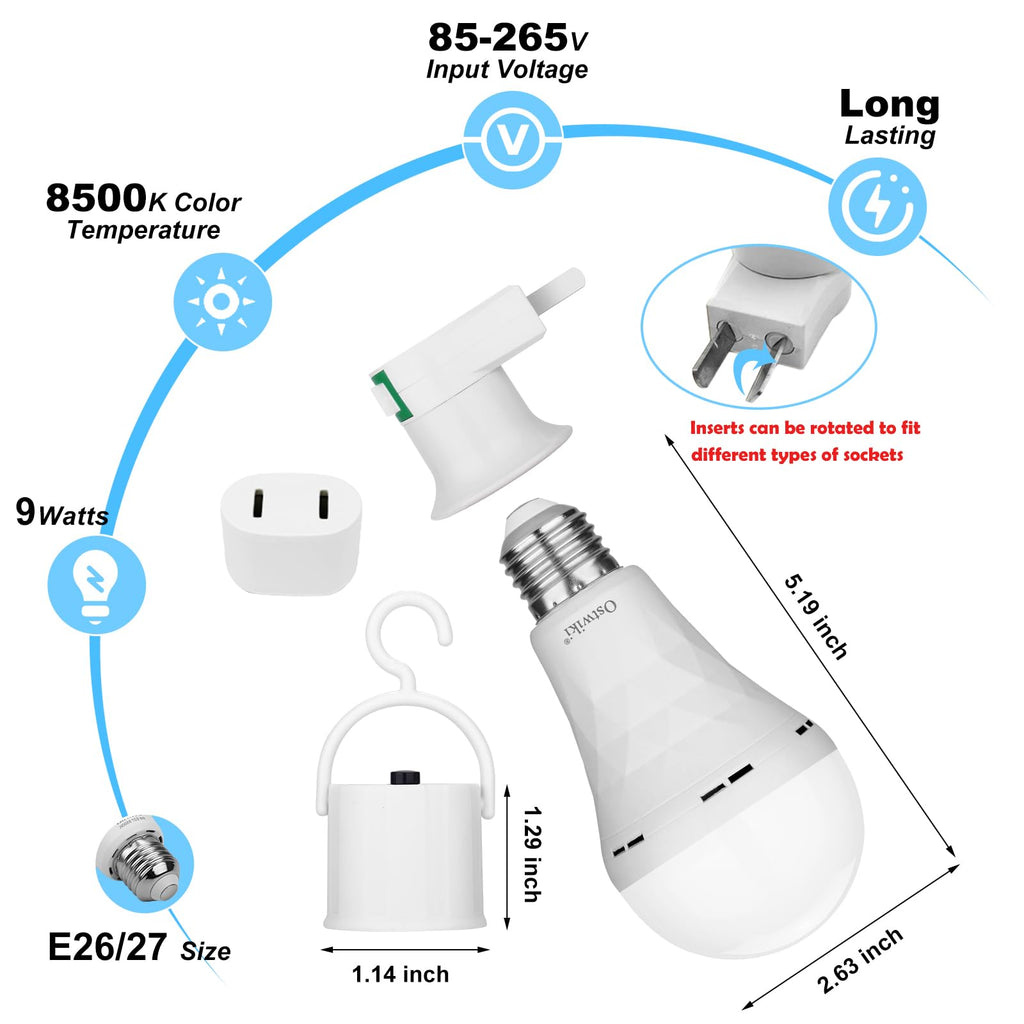 Ostwiki 10 Pack Rechargeable Emergency Light Bulbs for Power Outage