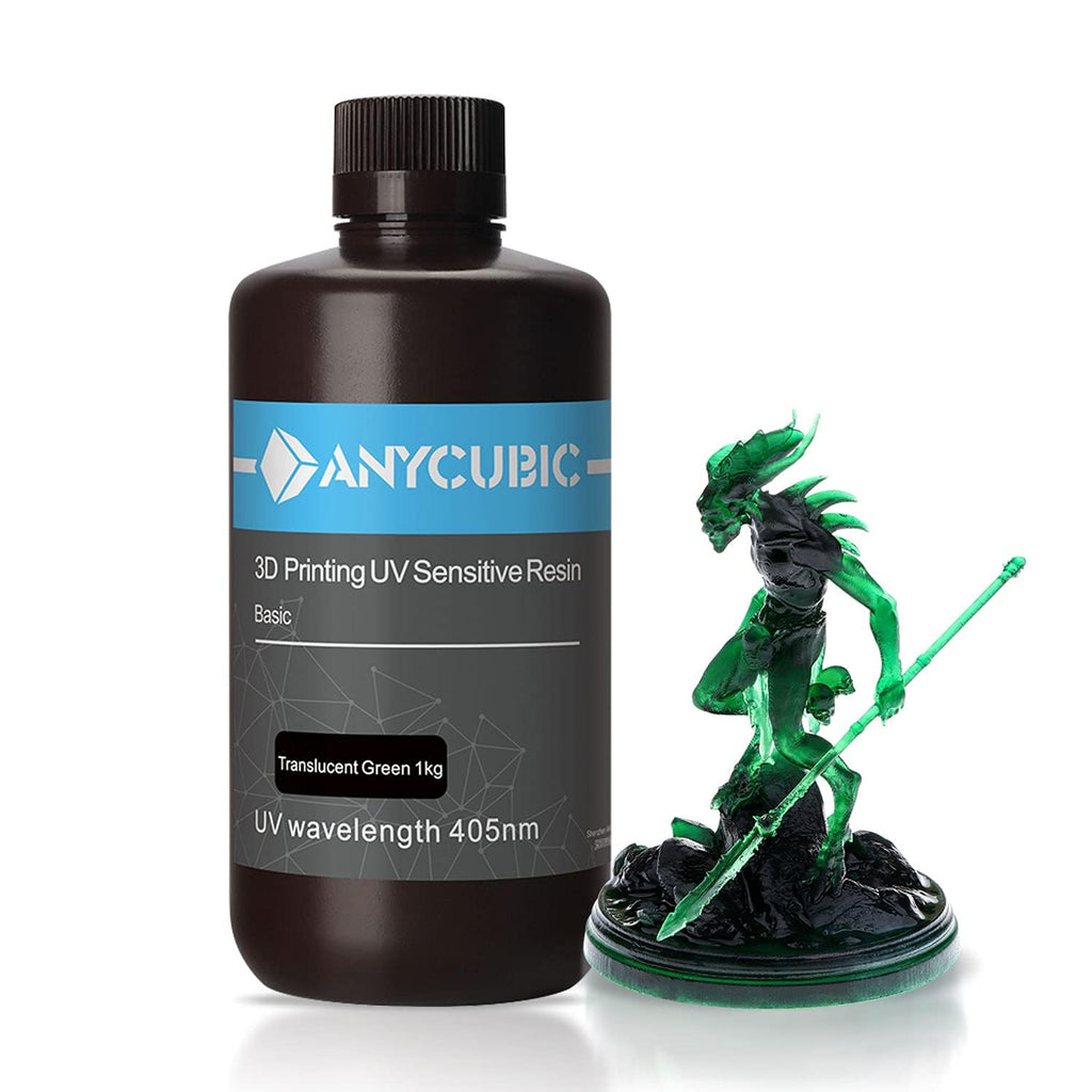 ANYCUBIC 3D Printer Resin, 405nm High Precision Fast Curing UV Photopolymer Resin for LCD 3D Printing, 1kg TL Green