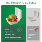 JOLLY CHEF Clamshell Take Out Food Containers, [6 * 6" 200-Pack] To Go Containers Disposable, Sugarcane To Go Boxes for Salad,Lunch