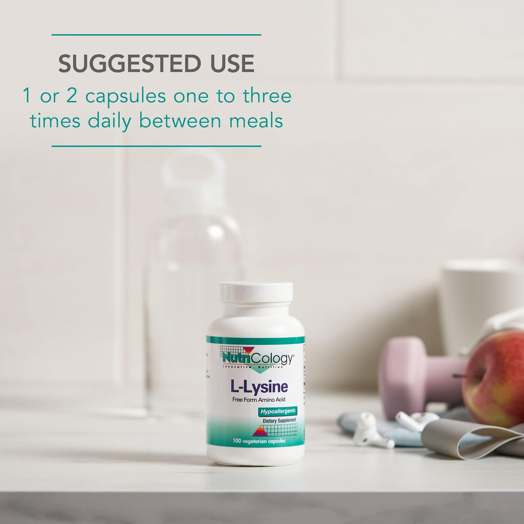 Allergy Research Group NutriCology L-Lysine 500 mg - Essential Amino Acid Supplement - Supports Collagen Formation, Calcium Absorption, Bone & Connective Tissue - 100 Servings - 100 Capsules