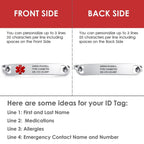 Personalized Medical Alert ID Bracelets for Women & Men Stainless Steel