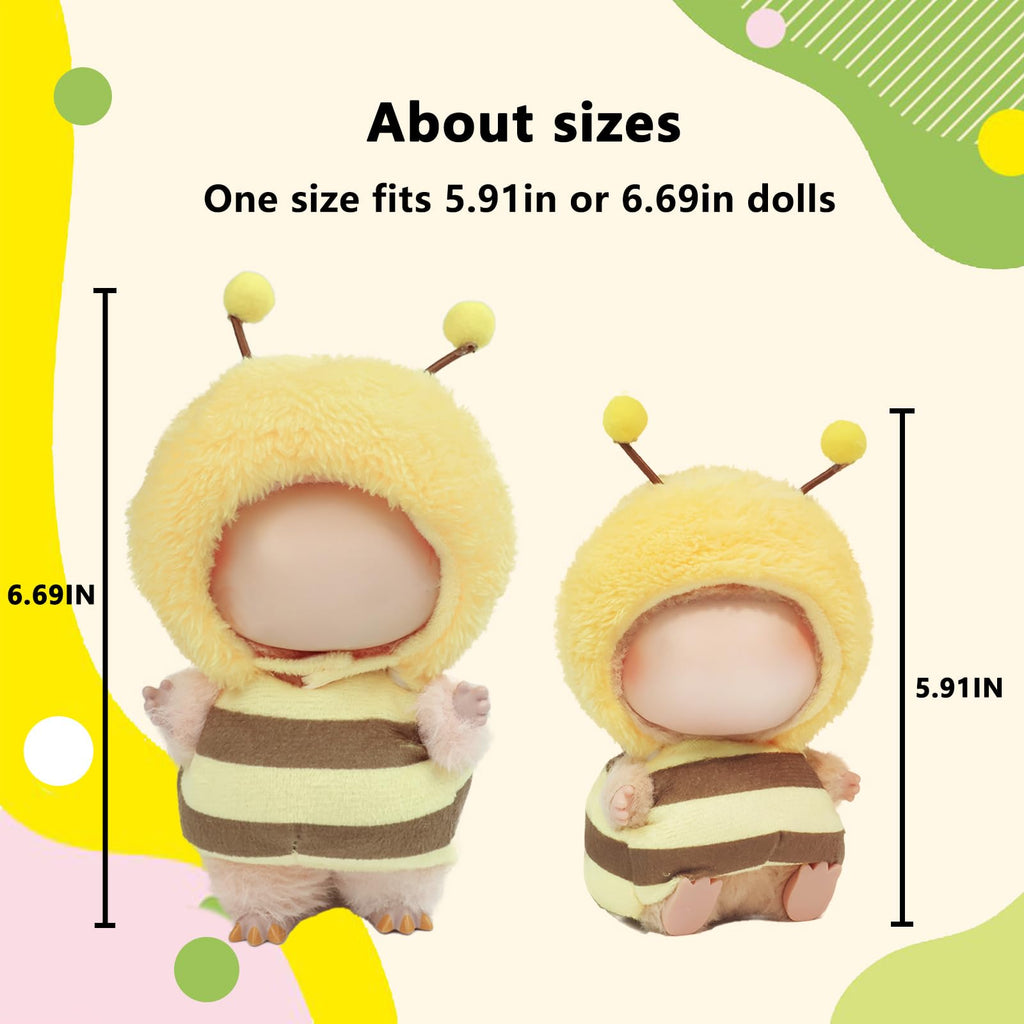 HiOKOU Clothes for labubu17cm Accessories Suit Cute Clothes for Doll Dress up Animal Style Outfits (NO Doll)(Bee)