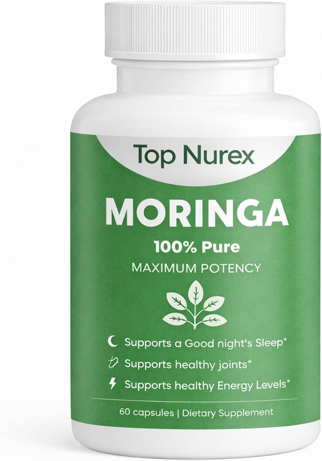 Top Nurex Moringa Capsules, Sustained Energy, Immune Support & Digestive Wellness, Natural Green Superfood Supplement, Vegan, Non-GMO 60 Capsules