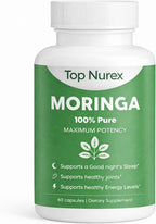 Top Nurex Moringa Capsules, Sustained Energy, Immune Support & Digestive Wellness, Natural Green Superfood Supplement, Vegan, Non-GMO 60 Capsules