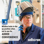 Sellstrom 301 Advantage Series Face Shield - Lightweight, High Impact, Unbound, Polycarbonate Window with Protective Crown & Adjustable Ratchet Headgear, for Work, Grinding, Cutting - ANSI Z87.1