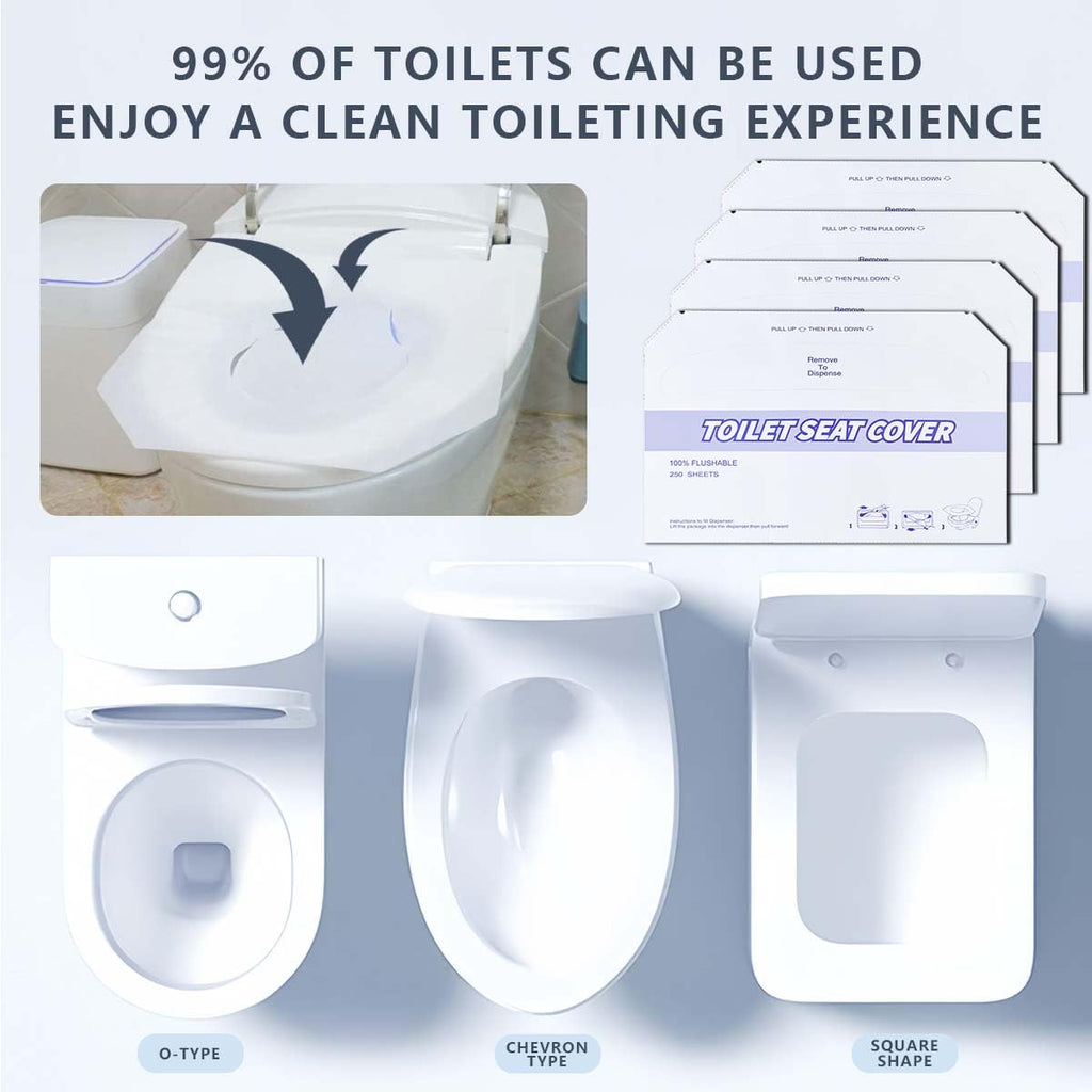KISEER 4 Pack (1000 Pieces) Disposable Toilet Seat Covers Flushable Paper Toilet Seat Cover for Bathroom, Hotels, Travel, Kids or Adults