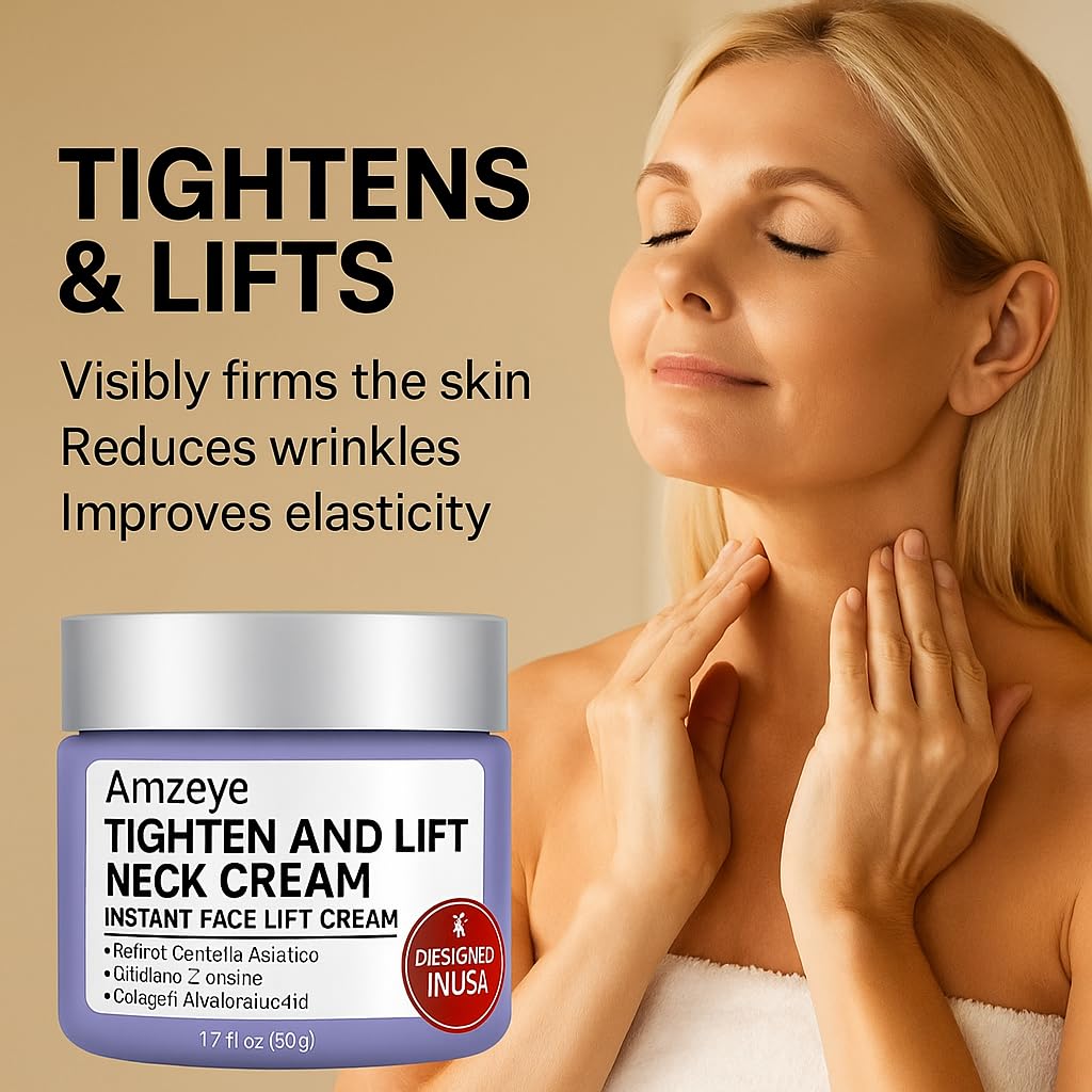 AMZEYE Tighten and Lift Neck Cream, Instant Face Lift Cream, 1.7 fl oz, Firming Fine lines, Loose & Sagging On Face, Decollete & Other Skin Areas