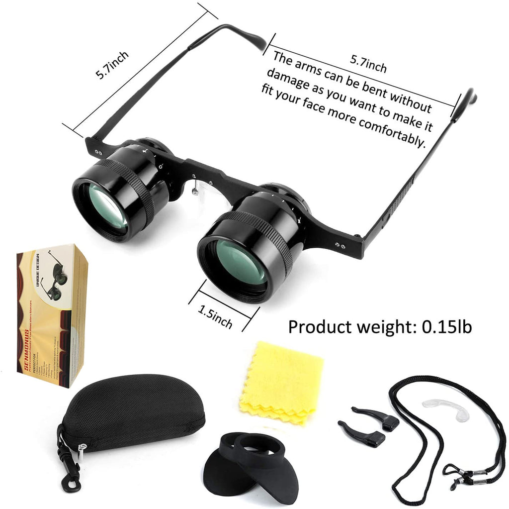 Professional Hands-Free Binocular Glasses for Fishing, Bird Watching, Sports, Concerts, Theater, Opera, TV, Sight Seeing, Hands-Free Opera Glasses for Adults Kids (Green Film Optics)-Upgraded