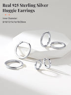 FaithHeart Solid 925 Sterling Silver Huggie Hoop Earrings for Women, 8mm