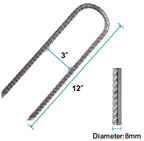 Eurmax USA 12" Windproof Trampoline Stakes,Rust-Proof Galvanized Steel U-Shape Ground Anchor,Commercial Tent Stakes for High Winds,Secure Anti-Flip Tie Down for Soccer Goals,Swing Sets,Fences&Playsets